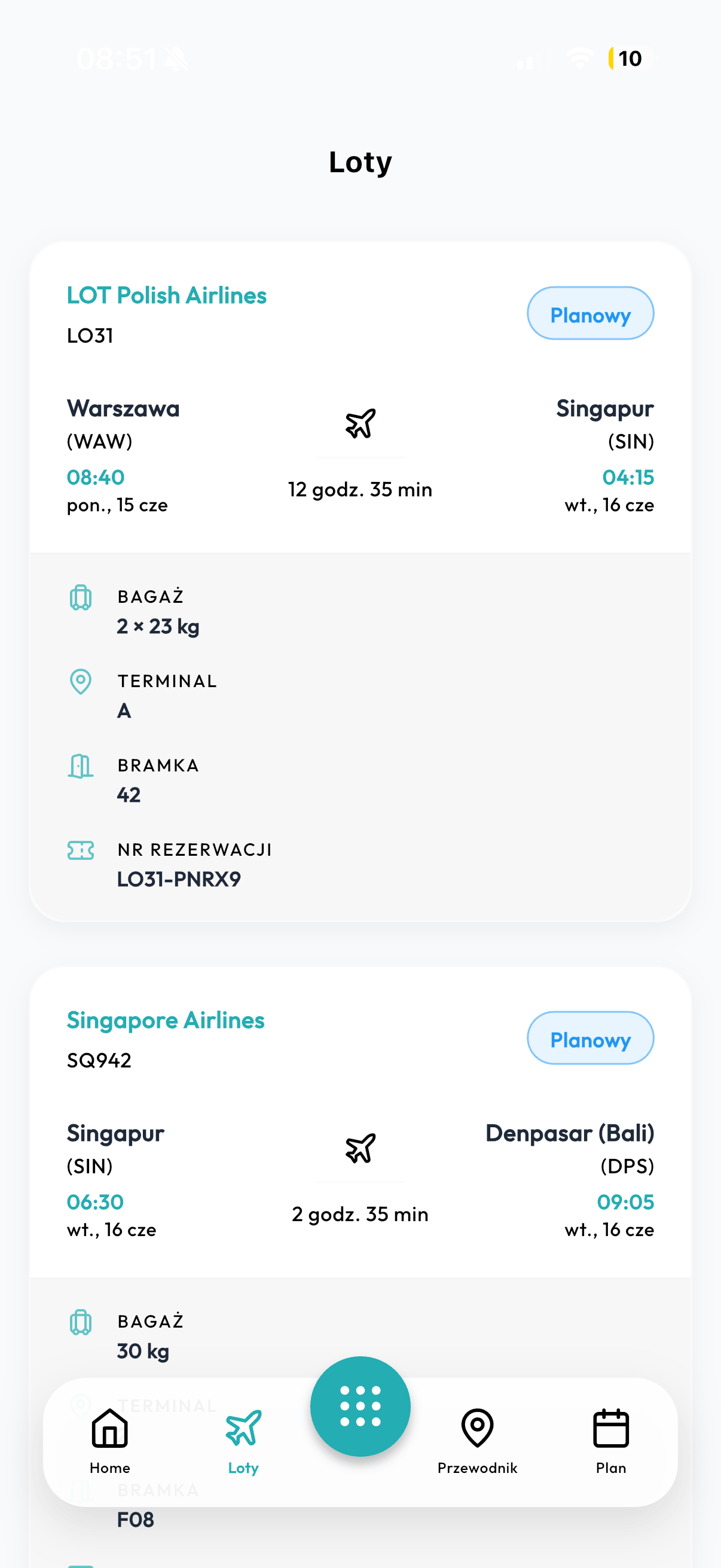 Smart Trippy app — Loty i transfery