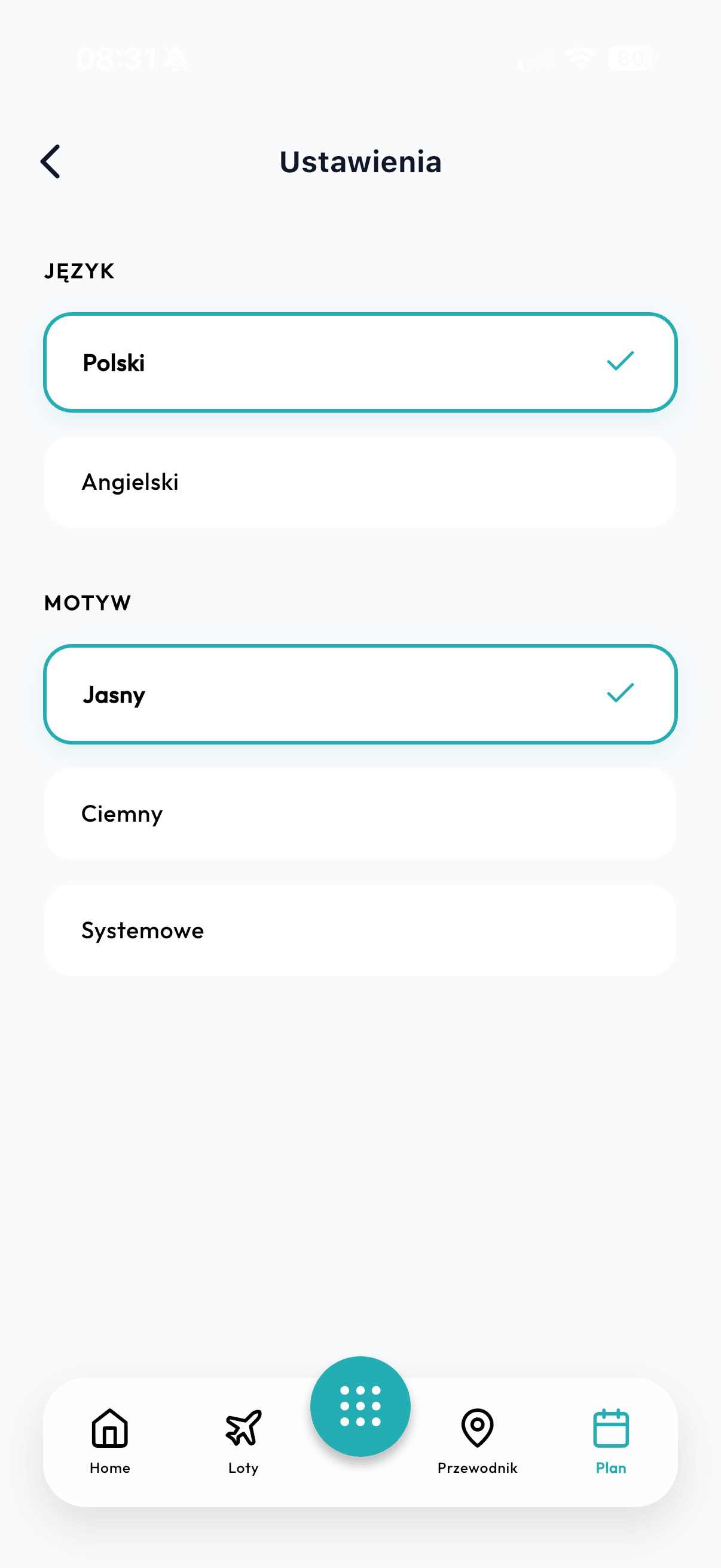 Smart Trippy app — Ustawienia